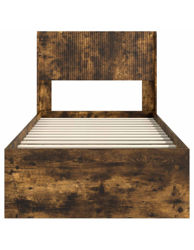 Struttura del letto con stoccaggio e testata Rovere Fumo