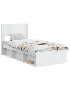 Struttura del letto con stoccaggio e testata Bianco 75 x 190 cm 2