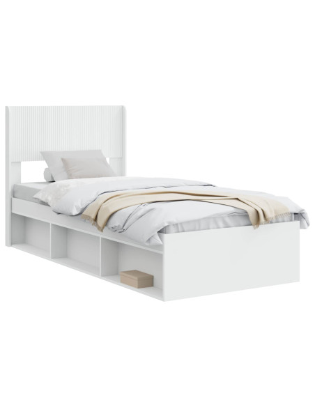 Struttura del letto con stoccaggio e testata Bianco 75 x 190 cm