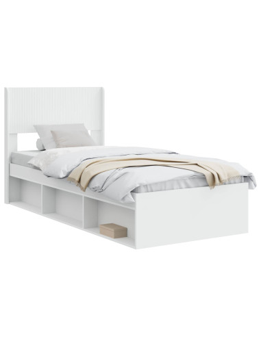 Struttura del letto con stoccaggio e testata Bianco 75 x 190 cm