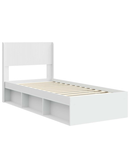 Struttura del letto con stoccaggio e testata Bianco 75 x 190 cm