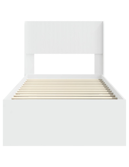 Struttura del letto con stoccaggio e testata Bianco 75 x 190 cm