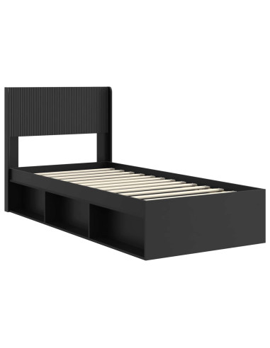Struttura del letto con stoccaggio e testata Nero 75 x 190 cm