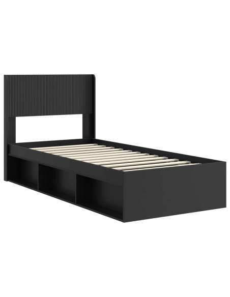 Struttura del letto con stoccaggio e testata Nero 75 x 190 cm