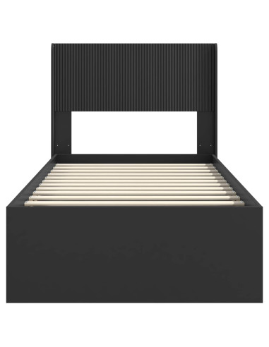 Struttura del letto con stoccaggio e testata Nero 75 x 190 cm