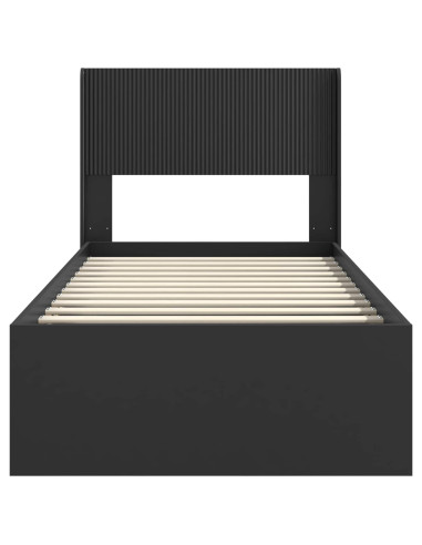 Struttura del letto con stoccaggio e testata Nero 75 x 190 cm