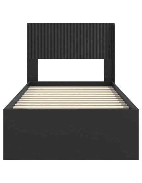 Struttura del letto con stoccaggio e testata Nero 75 x 190 cm