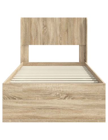 Struttura del letto con stoccaggio e testata Rovere Sonoma