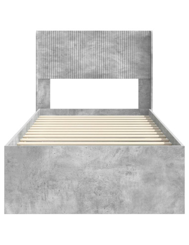 Struttura del letto con stoccaggio e testata Grigio Cemento