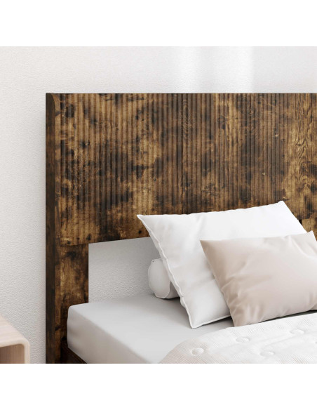 Struttura del letto con stoccaggio e testata Rovere Fumo