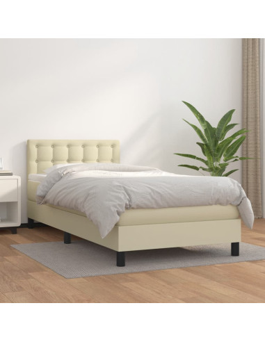 Giroletto a Molle con Materasso Crema 90x200 cm in Similpelle