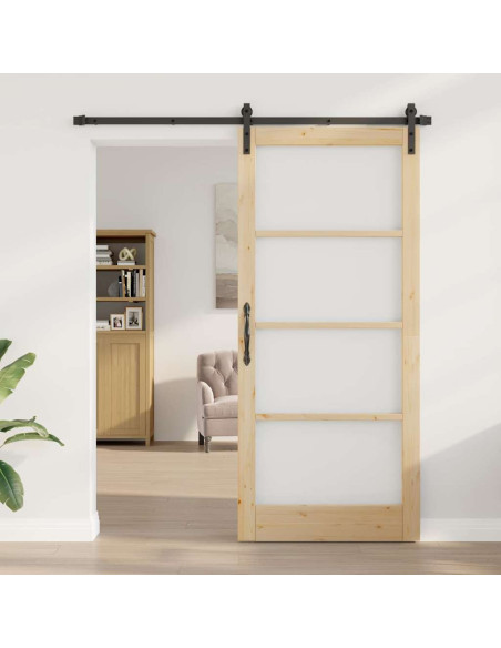 Porta scorrevole ORKDAL Naturale e Nero 93 x 211 cm