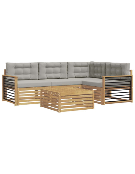 Set di divani da esterno 6 pcs Bianco e Grigio Chiaro