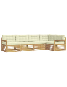 Set di divani da esterno 6 pcs Bianco e Crema Poliestere 2