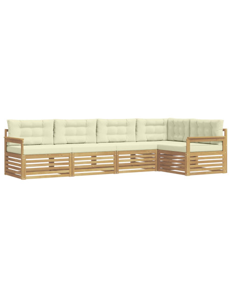 Set di divani da esterno 6 pcs Bianco e Crema Poliestere