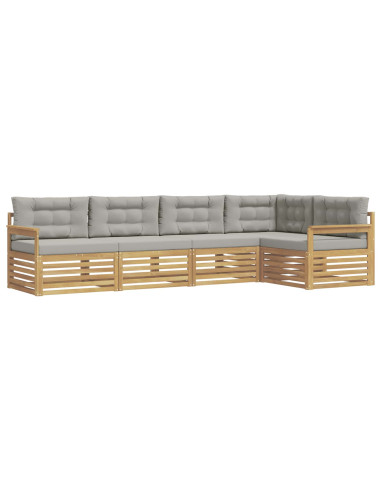 Set di divani da esterno 6 pcs Bianco e Grigio Chiaro