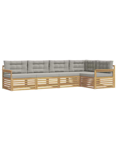 Set di divani da esterno 6 pcs Bianco e Grigio Chiaro