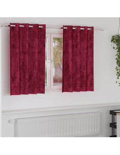 Tende in Velluto 2 pcs Rosso Vino 140 x 140 cm Velluto