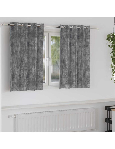 Tende in Velluto con tende 2 pcs Grigio 140 x 140 cm Velluto