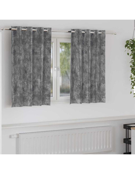 Tende in Velluto con tende 2 pcs Grigio 140 x 140 cm Velluto