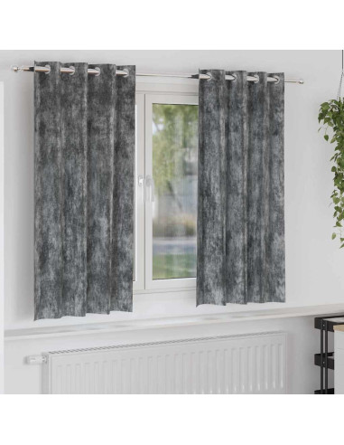 Tende in Velluto con tende 2 pcs Grigio 175 x 140 cm Velluto