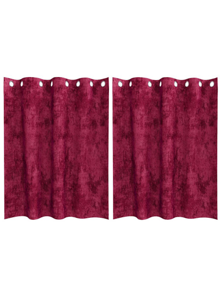 Tende in Velluto 2 pcs Rosso Vino 140 x 140 cm Velluto