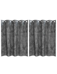 Tende in Velluto con tende 2 pcs Grigio 140 x 140 cm Velluto 2