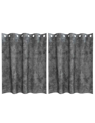 Tende in Velluto con tende 2 pcs Grigio 140 x 140 cm Velluto