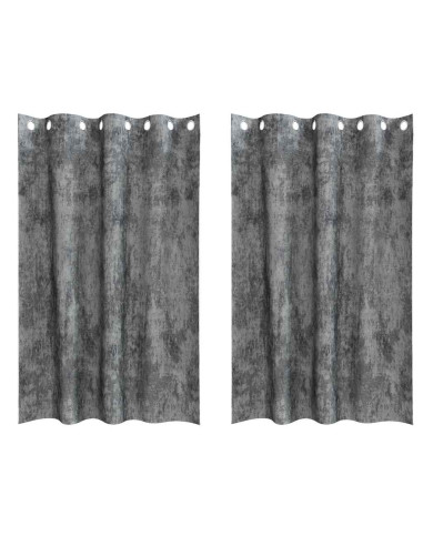 Tende in Velluto con tende 2 pcs Grigio 175 x 140 cm Velluto