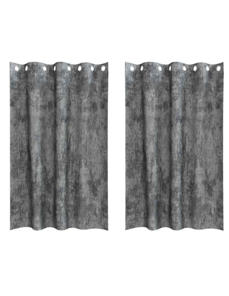 Tende in Velluto con tende 2 pcs Grigio 175 x 140 cm Velluto