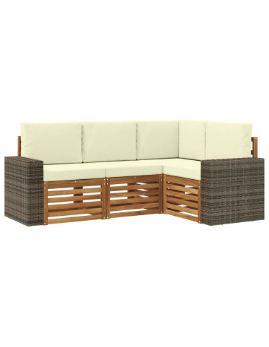 Set divani con cuscino 4 pcs Legno di Acacia Massello