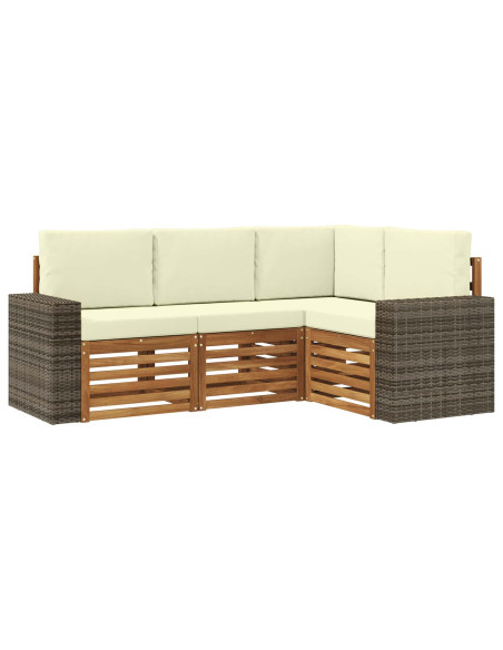 Set divani con cuscino 4 pcs Legno di Acacia Massello