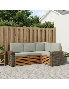 Set divani con cuscino 4 pcs Legno di Acacia Massello