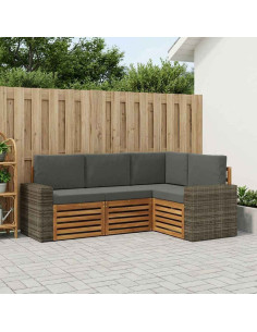 Set divani con cuscino 4 pcs Legno di Acacia Massello