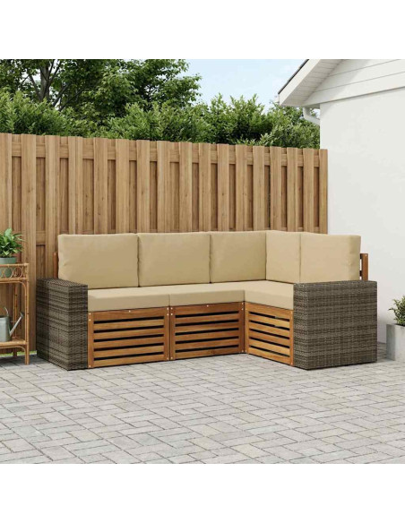 Set divani con cuscino 4 pcs Legno di Acacia Massello