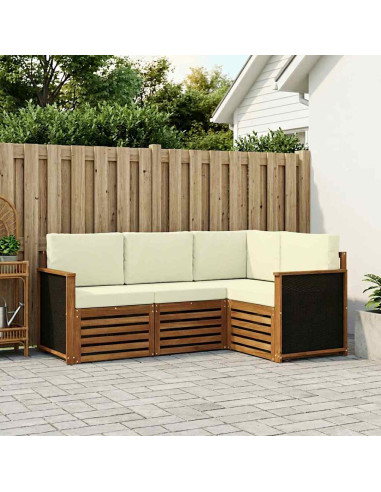Set divani con cuscino 4 pcs Legno di Acacia Massello