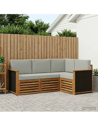 Set divani con cuscino 4 pcs Legno di Acacia Massello
