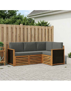 Set divani con cuscino 4 pcs Legno di Acacia Massello