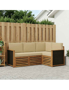 Set divani con cuscino 4 pcs Legno di Acacia Massello