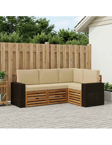 Set divani con cuscino 4 pcs Legno di Acacia Massello