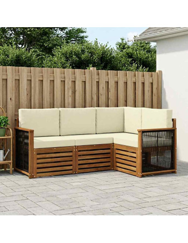 Set divani con cuscino 4 pcs Legno di Acacia Massello