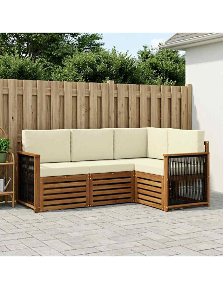 Set divani con cuscino 4 pcs Legno di Acacia Massello