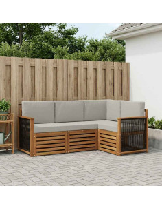 Set divani con cuscino 4 pcs Legno di Acacia Massello