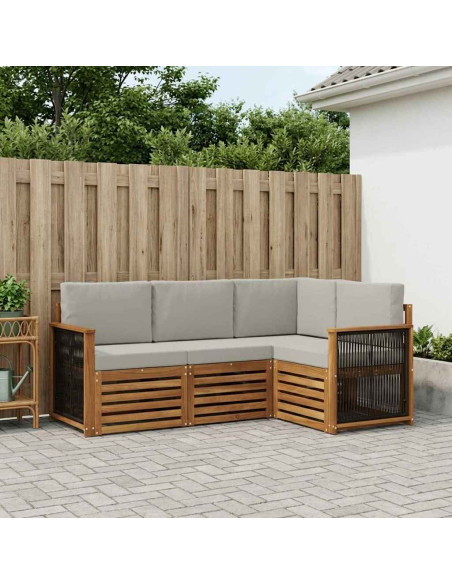 Set divani con cuscino 4 pcs Legno di Acacia Massello
