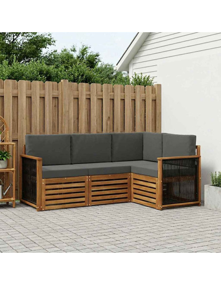 Set divani con cuscino 4 pcs Legno di Acacia Massello