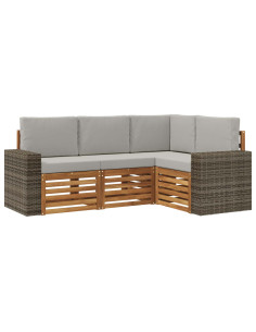 Set divani con cuscino 4 pcs Legno di Acacia Massello 2