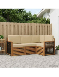 Set divani con cuscino 4 pcs Legno di Acacia Massello