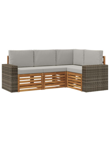 Set divani con cuscino 4 pcs Legno di Acacia Massello