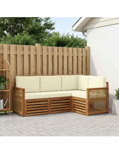 Set divani con cuscino 4 pcs Legno di Acacia Massello
