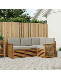 Set divani con cuscino 4 pcs Legno di Acacia Massello